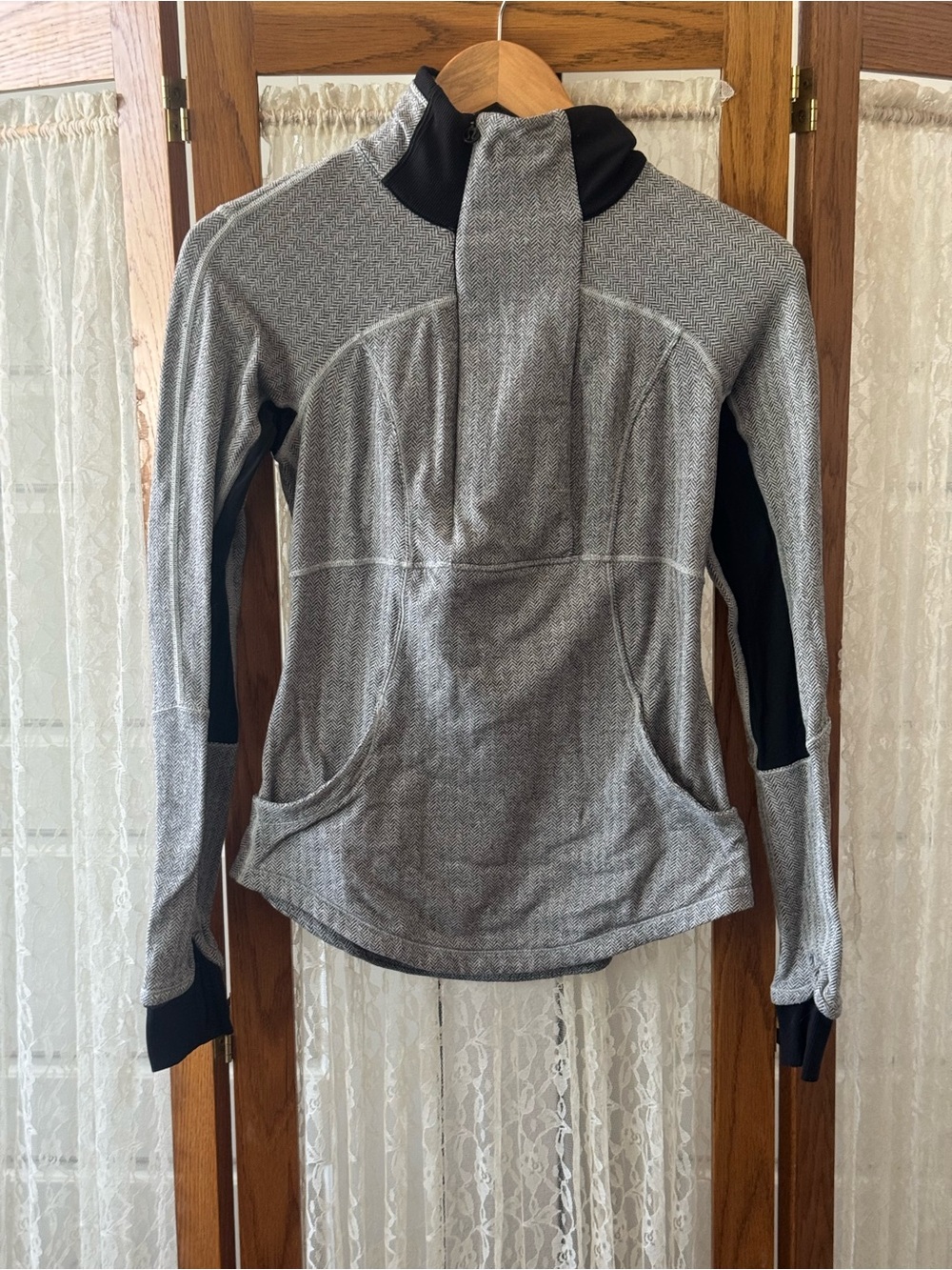 Heather Gray Pullover with Black Accents